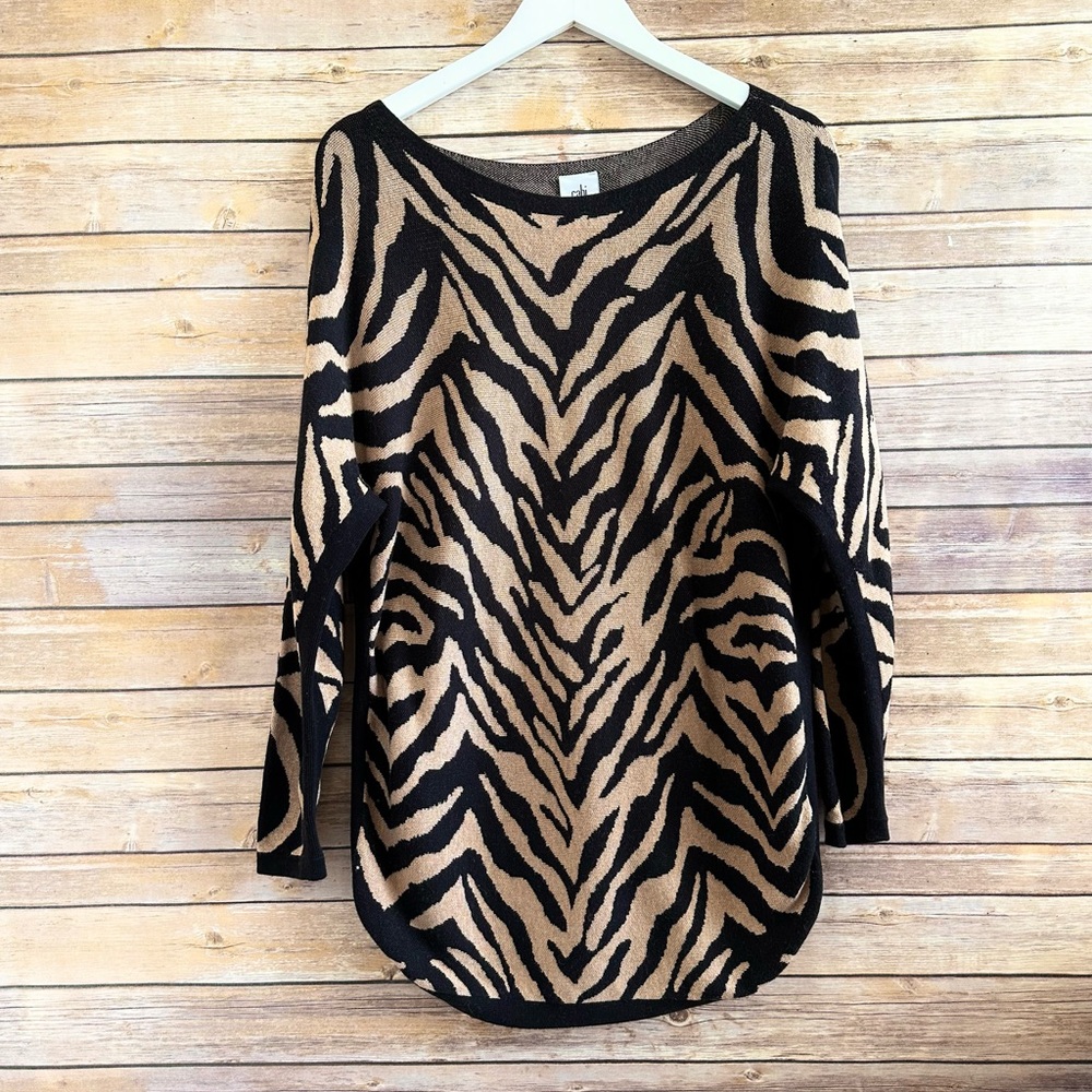 CAbi Dani Pullover Zebra Dazzle Stripe Sweater Style 3884 Size Small